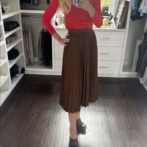 Love, Bonito Brown Pleated Midi Skirt 4 NWT